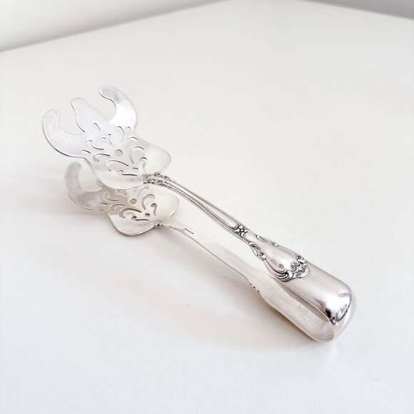 GORHAM STERLING SILVER ASPARAGUS TONGS 9" LONG CHANTILLY NO MONOGRAM - Picture 5 of 13